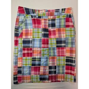 L.L. Bean Women’s Patchwork Cotton A-Line Skirt Lined Pockets Size 6 100% Cotton